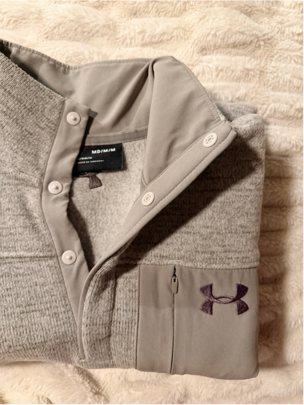 Men's Under Armour Snap-Up Sweater Medium Grey Taupe